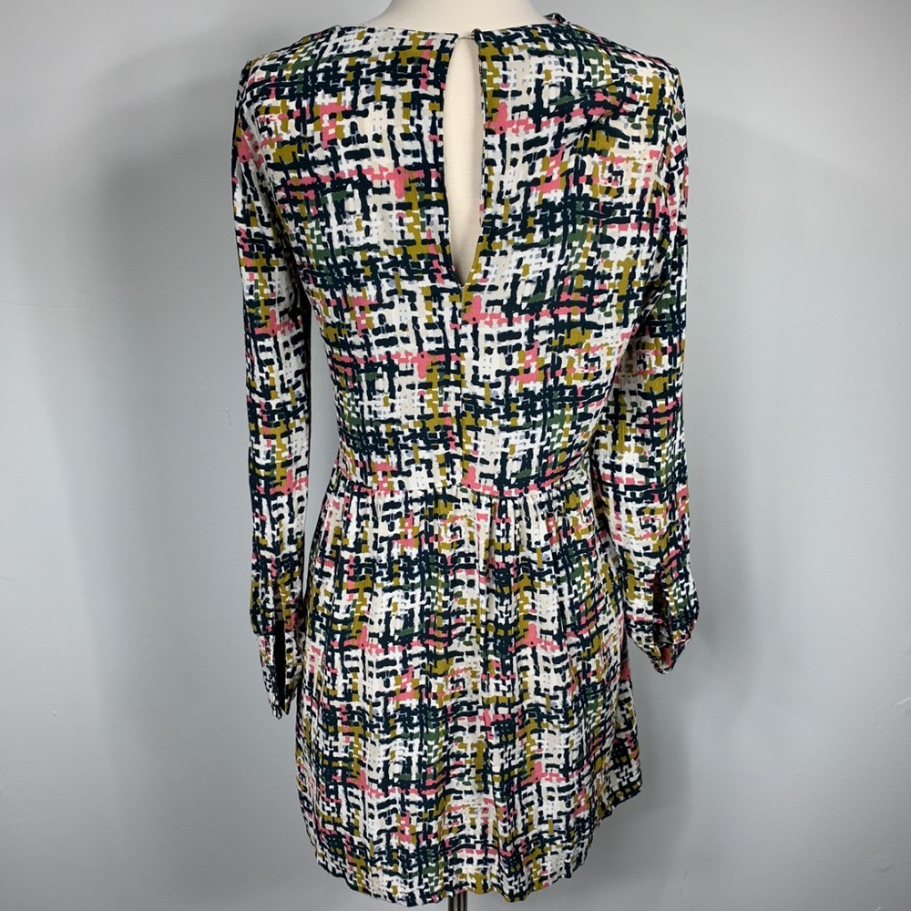 Zara Multicolored Pattern Frill Mock Neck Dress - Picture 2 of 8